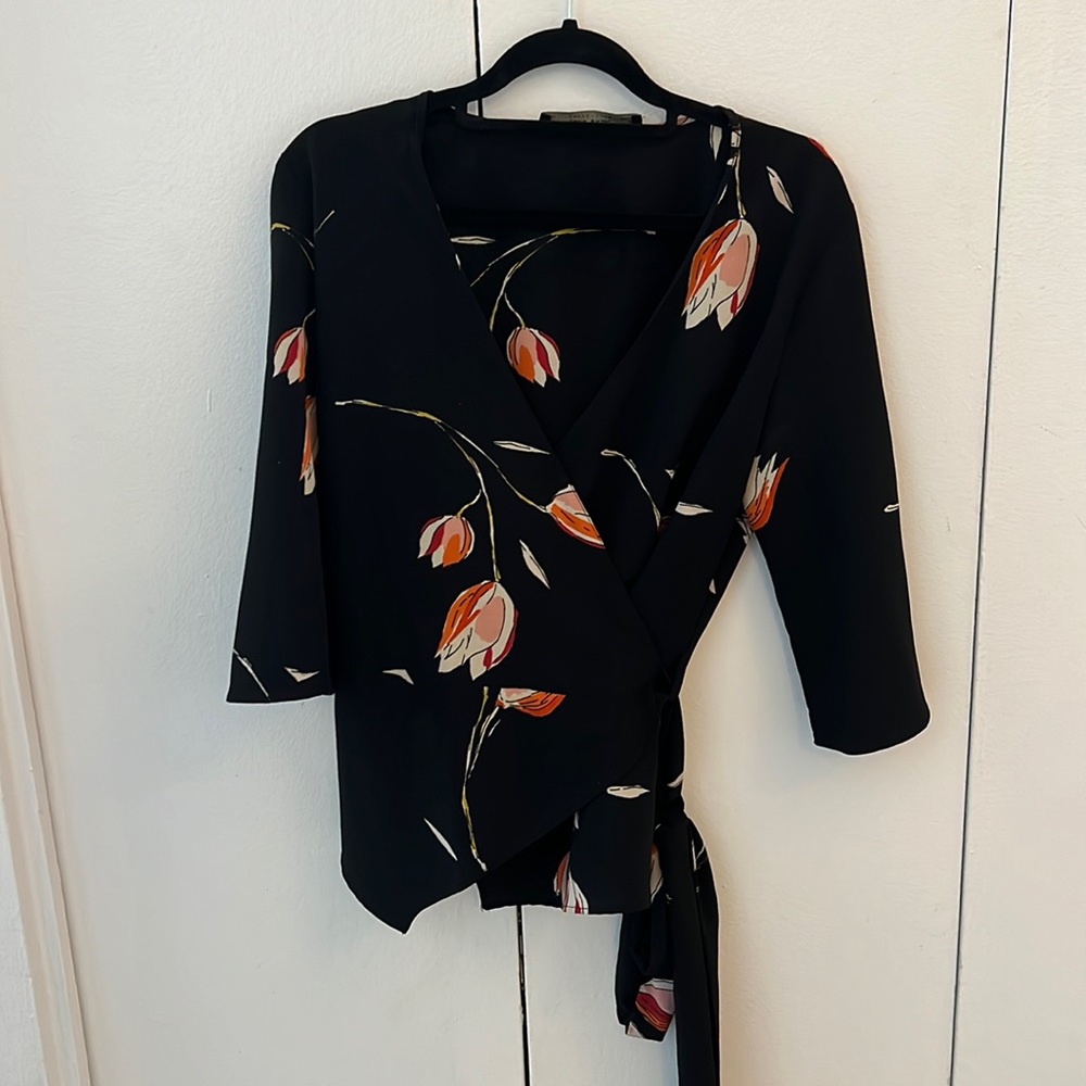 Zara wrap blouse with flowers